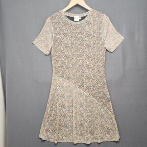 Polly Womens Dress Size 12 Short Sleeve Stretch Floral Fit Flare Lined